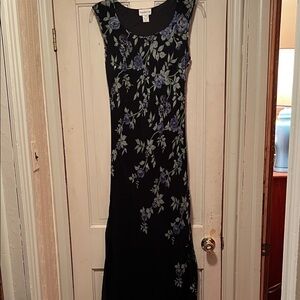 Elegant Black and Purple Floral Maxi Dress